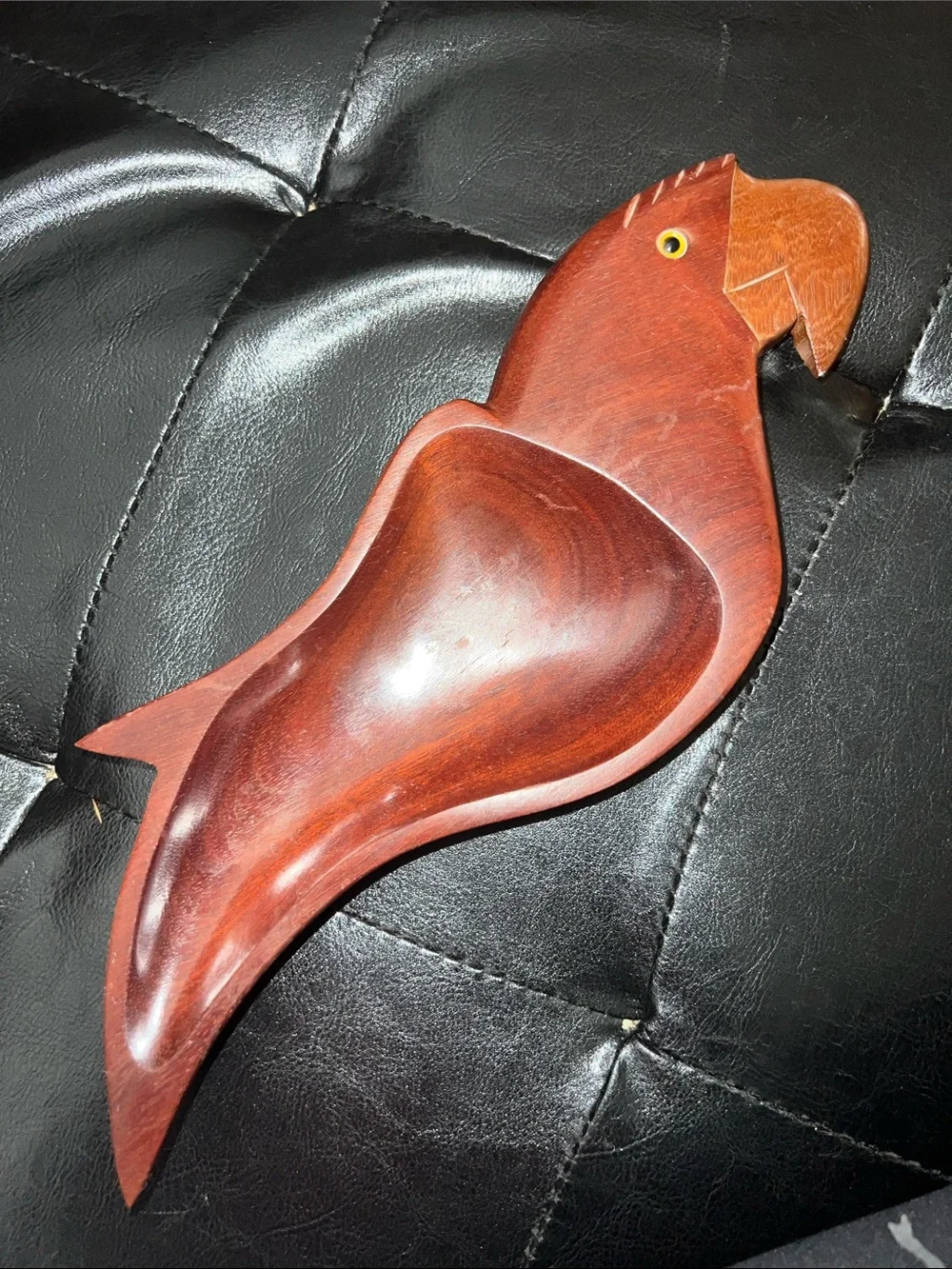 Handcrafted Wooden Parrot Vanity Tray in Mahogany stain